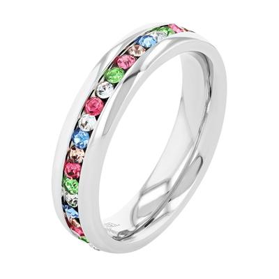 Fingerring AKZENT "Colorful, langlebig" Gr. 56, silber (silberfarbig), Fingerringe, Damen, 56, Edelstahl, Fingerring