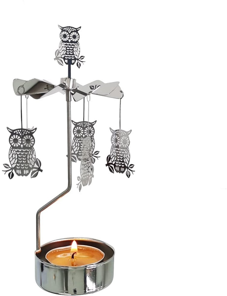 Rotating Candle Holder met Uil Design