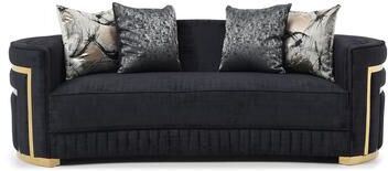 Passion Furniture Soledad 91 in. Pillow Top Arm Polyester Straight Sofa in Black