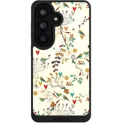 Nivocase Handyhülle für Samsung Galaxy S26 Hülle NIVOpure Case Schwarz Blumen Retro Vogel (Samsung Galaxy S26), Smartphone Hülle, Schwarz