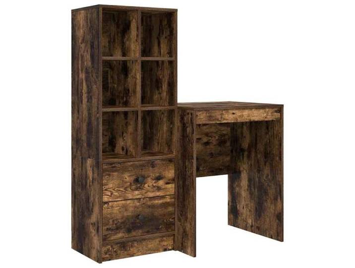 YUN@Meuble de Bureau - MODERNE - Table de bureau - avec rangement - Chêne Fumé Bois d'ingénierie @7477@
