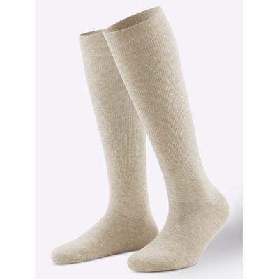 Kompressionsstrümpfe WÄSCHEPUR, Damen, Gr. 135, Normalgrößen, beige, 60% Baumwolle, 28% Polyamid, 12% Elasthan, Socken Kompressionsstrümpfe