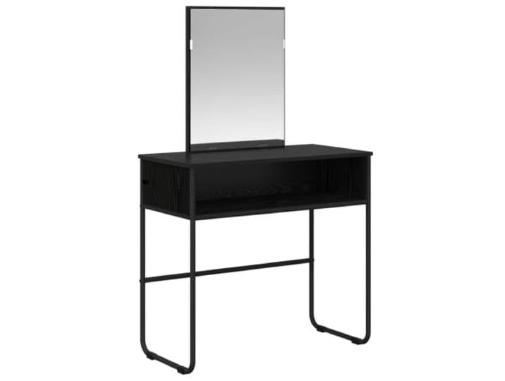 Xhnifbn Schminktisch mit Spiegel Schwarze Eiche 81x40x131cm Holzwerkstoff Kompakter Frisiertisch fürs Schlafzimmer mit Flachspiegel, Fach & starkem Stahlrahmen für geordnete Kosmetik.