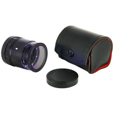 Ideal Tek LE.003UV.ITU 10X Lupe mit mm-Skala, 8 UV LED Handlupe mit LED-Beleuchtung Vergrößerungsfaktor: 10 x Linsengröße: (Ø) 30 mm Schwarz