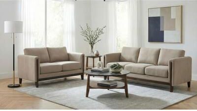 Coaster Islington Upholstered Panel Arm Sofa Set Taupe - N/A