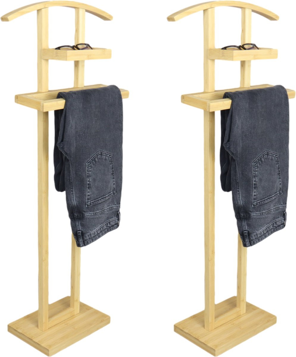 MISOU Dressboy Kledingstandaard van Bamboe en Hout - 2 Stuks - 114 cm