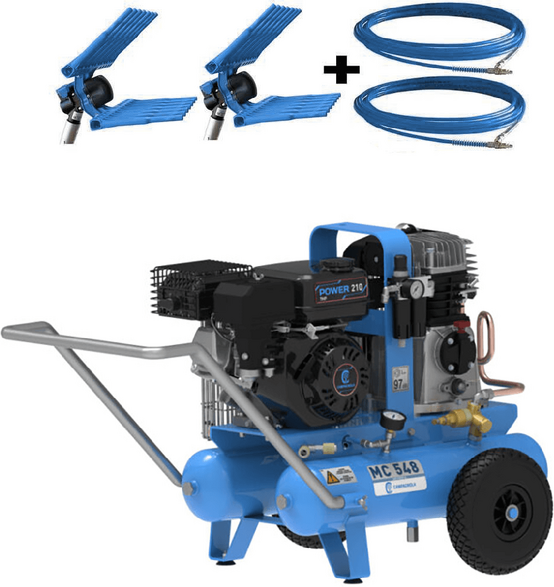 Campagnola MC 548 KIT Motorkompressor 7 PS + 2 pneumatische Ölivenrüttler Tuono Evo