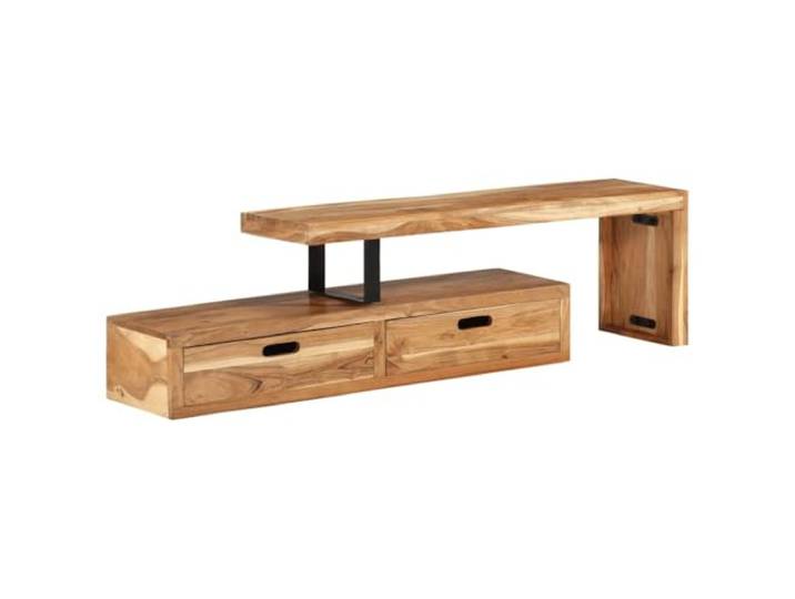 GHVBNMF TV-Board Massivholz Akazie TV-Lowboard Ausziehbar 118-200 cm Flexibles TV-Möbel aus Akazien-Massivholz mit Metallgestell für Wohnzimmer und Schlafzimmer mit variabler Breite.