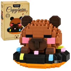 Construction Blocks Mini Figur Capybara auf Donut Braun 306 Teile.