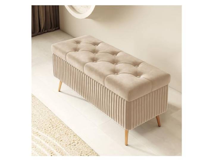 RUNZE765Z Dekorativ Aufbewahrungsbank – Eingangsbank for Schlafzimmer(Weiß,120 * 40 * 45cm)