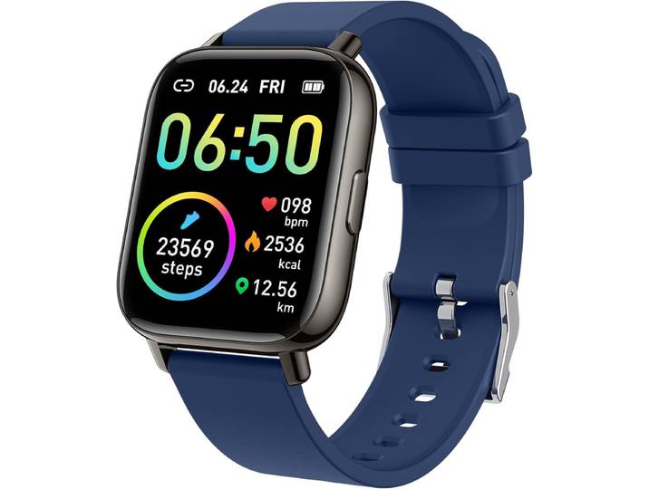 Jugeman P32 Montre Connectée Bleue, Tracker d'Activité 1,69'' HD pour Hommes et Femmes, Podomètre