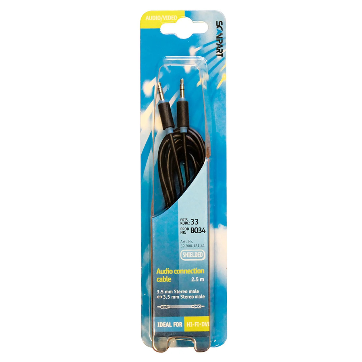 Scanpart audio kabel 3.5mm jack naar mini jack, 2,5m, Zwart