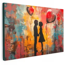 LEINWANDBILD Straßenkunst - Liebe - Graffiti - Kunst - Banksy Gemälde 60x40 cm