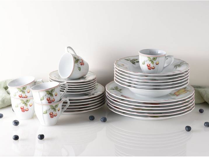 creaTable Kombiservice Geschirr-Set Flora Orchard (30-tlg), 6 Personen, Porzellan, Service, 30 Teile, für 6 Personen