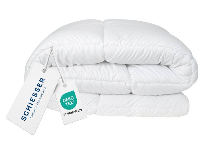 SCHIESSER Steppbett Feels Like Down Gesteppt Mikrofaserbezug aus Polyester, Füllung aus daunenähnlichen, synthetischen Fasern Daunenweich & Leicht 155x220 cm Weiß