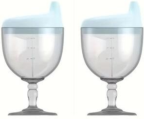 Inspired Finds Fun Kids Party Sippy Cup Goblet For Juice Milk Water 2pcs blue