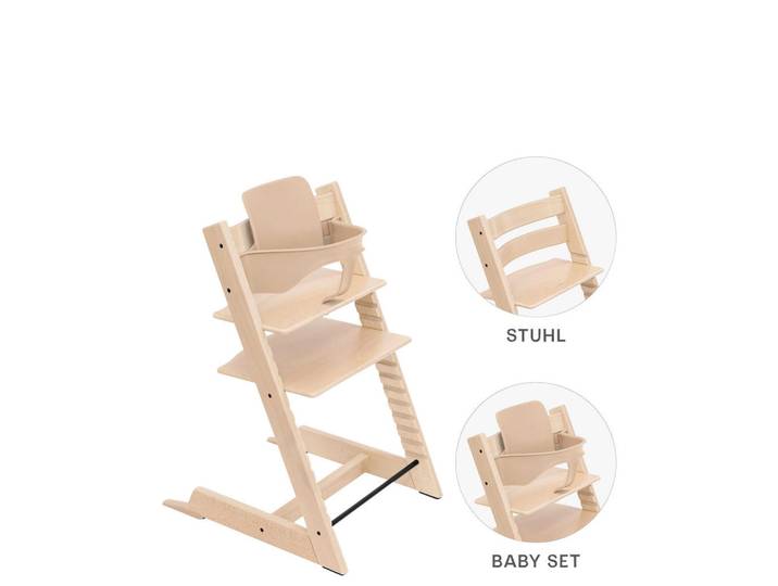 Stokke Hochstuhl-Set, Naturfarben, Holz, Buche, 83x57x46 cm, Fussstütze verstellbar, Sitzfläche verstellbar, höhenverstellbar, Baby- und Kindermöbel, Babyzimmer, Hochstuhl
