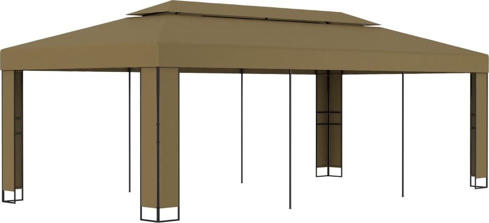 Pavillon mit Doppeldach 3x6 m Taupe 180 g/m²