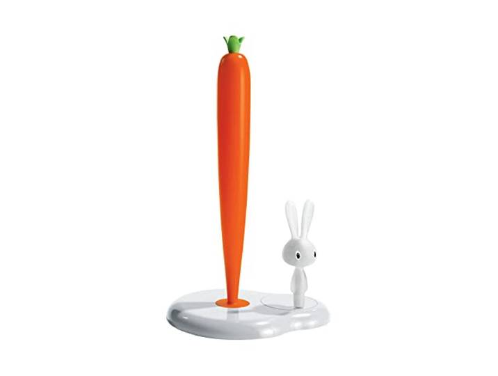 Alessi Bunny & Carrot ASG42W - Porte-Rouleau de Papier Design\, Résine Thermoplastique\, Blanc