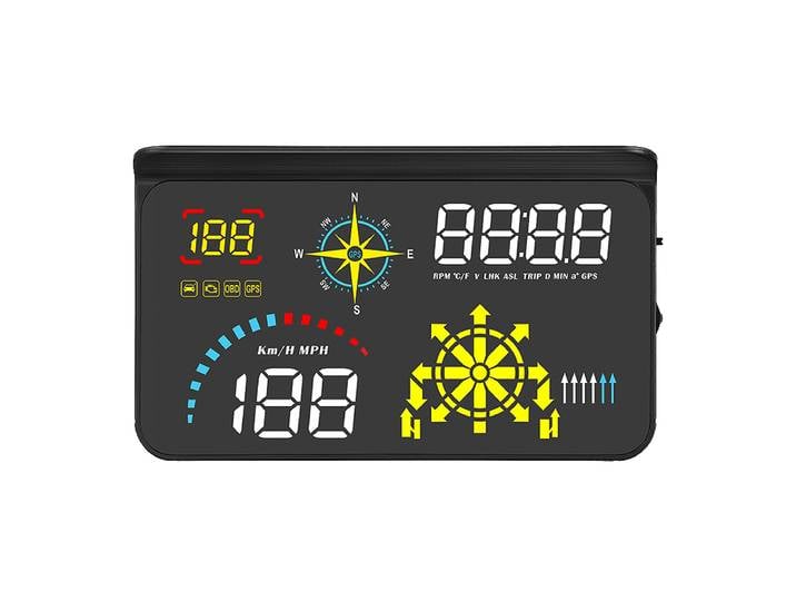 Affichage de navigation GPS Q10 HUD OBD2 pour voiture, tête haute, affichage d'affichage, jauge de vitesse, température de l'eau, compteur de vitesse numérique, budgétaire de pare-brise