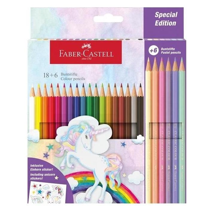 Faber-Castell Einhorn Sechseck Buntstifte 18+6 Farben (24x) (111221)