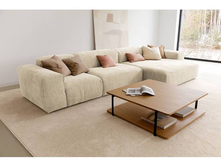 Ecksofa EPIC mit Longchair Beige Chenille Bloem 398cm Longchair beidseitig montierbar Modern