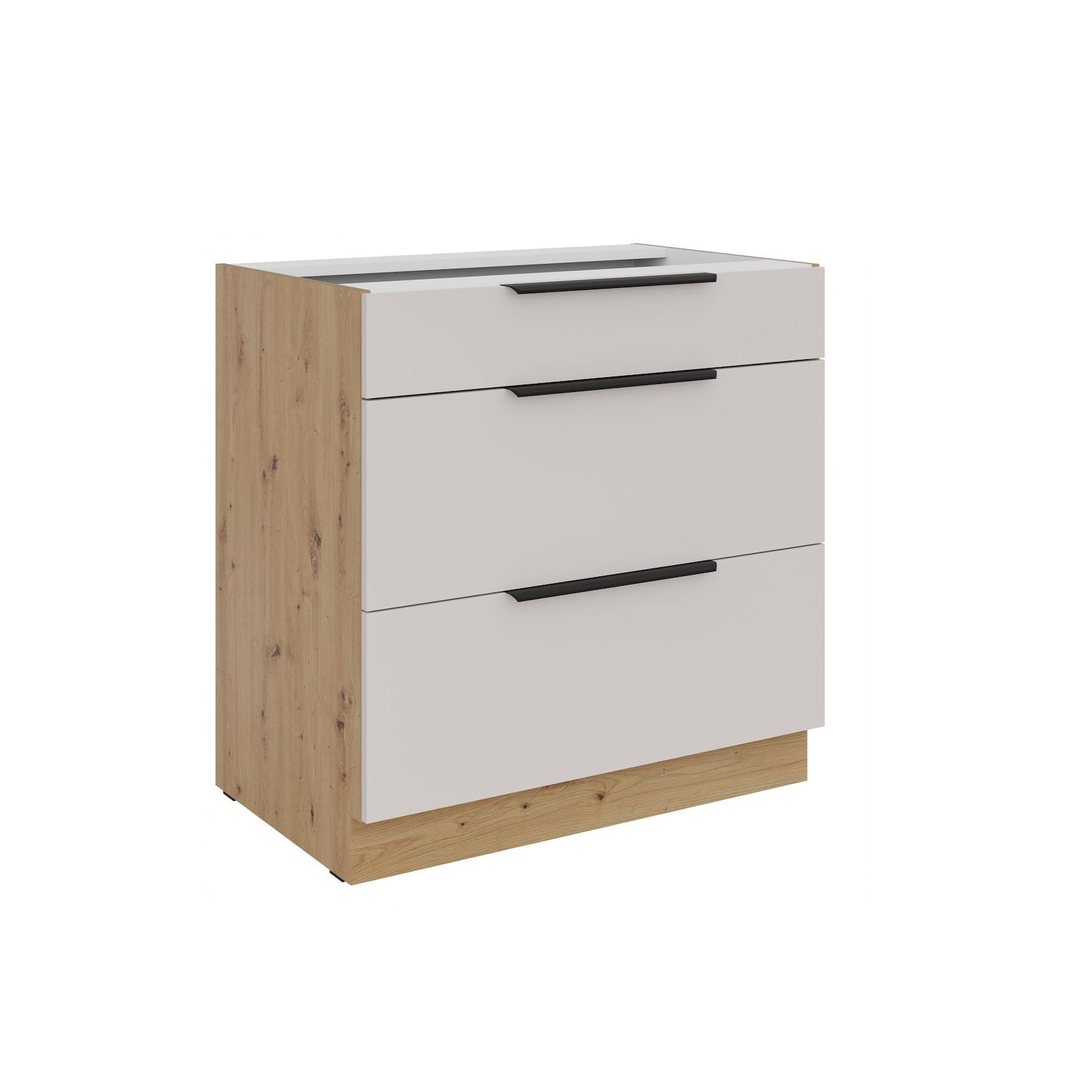 Küchen Unterschrank 80 cm Küche SOLANO Kaschmir beige Soft-Close Küchenzeile