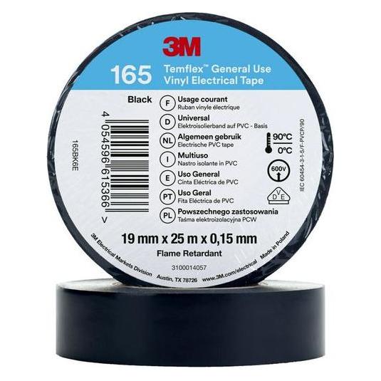 3M 165BK6E Isolierband Schwarz 19mmx25m (19 mm) (7100184810)
