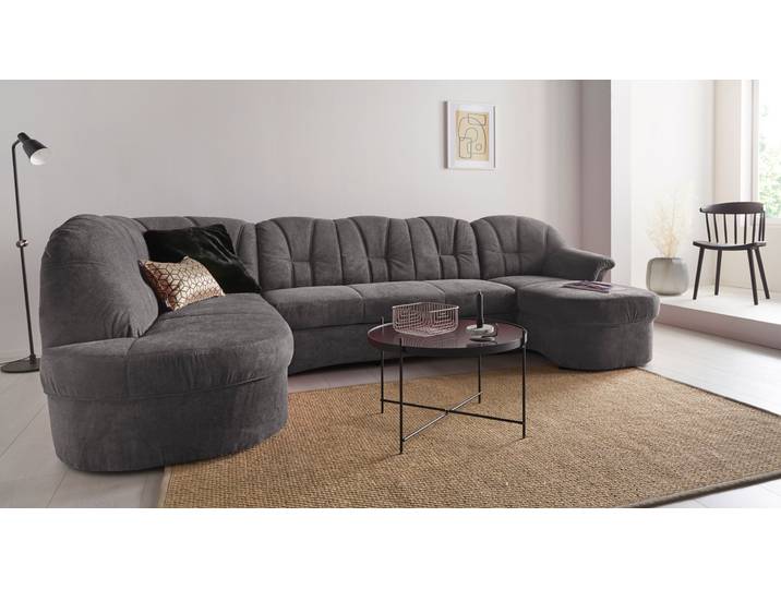 Wohnlandschaft, Grau, 297x180 cm, Struktur & Microfaser, U-Form, Modern, Domo-collection