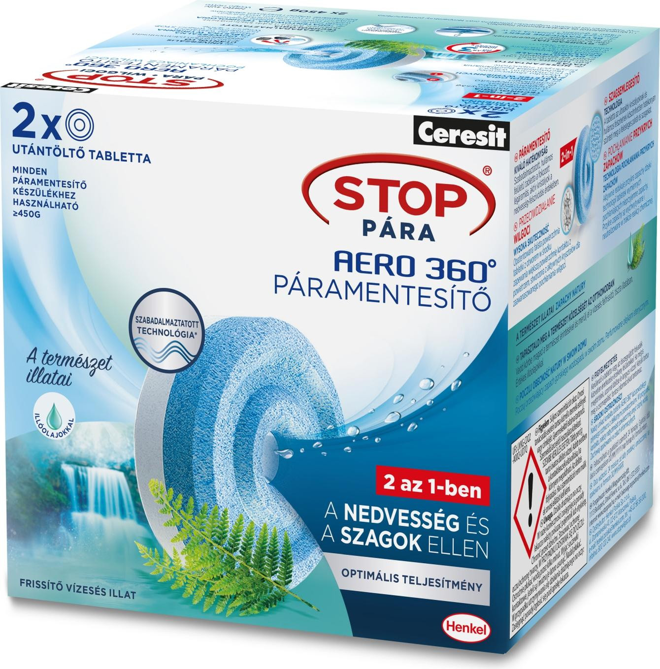 Ceresit AERO 360° Navultabletten Verfrissende waterval 2 x 450 g – Vochtvreemende tabletten voor luchtontvochtigers