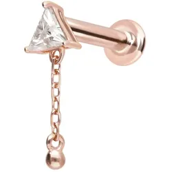 14 Karat Gold Labret mit Innengewinde MOISSANIT-DREIECK + KETTE