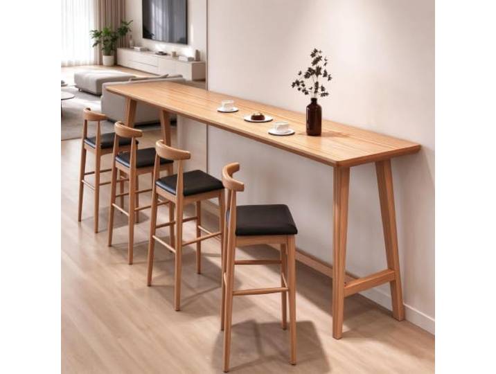 Schmaler Bartisch aus Massivholz Langer Thekentisch für den Fensterbereich(140X40X105cm)