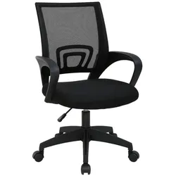 DASCK - Bürostuhl Netzstoff Höhenverstellbar Drehbar Ergonomisch mit Chromfuß – Schwarzer Fuß