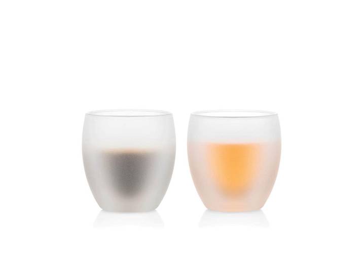 Glas BODUM Pavina 2er Set , weiss (weiß matt), B:8,79cm H:8,9cm, Glas, Silikon, Trinkgefässe, Glas