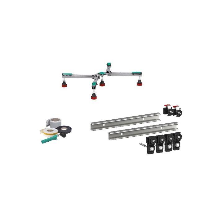 Mepa Duschwannen Set Superflach bis 100x100cm Duschwannenfüße, Wannenleisten, Dichtband