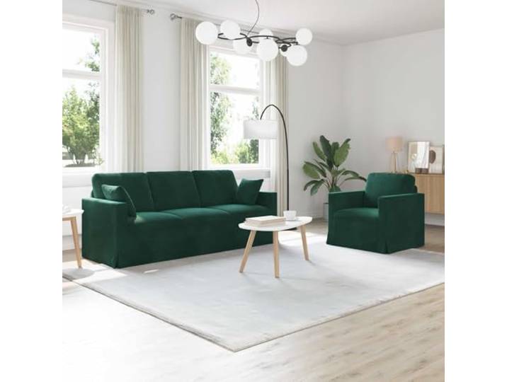 KGHERMDF Sofa Set 2 STK Dunkelgrün Samt Modulares Sofa mit Metallrahmen Samtbezug, Schaumstoffkissen, schwarzer Rahmen, modulare Bauweise, pflegeleichte Oberfläche, Indoor Nutzung