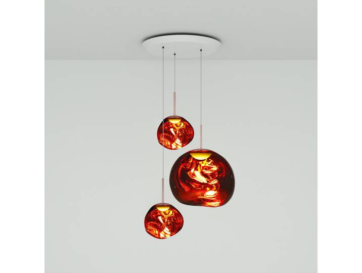 Melt Trio Round Hängelampe 81 cm 3-flg. kupfer - Tom Dixon - Wohnzimmer - Design - Kunststoff - Mehrflammig