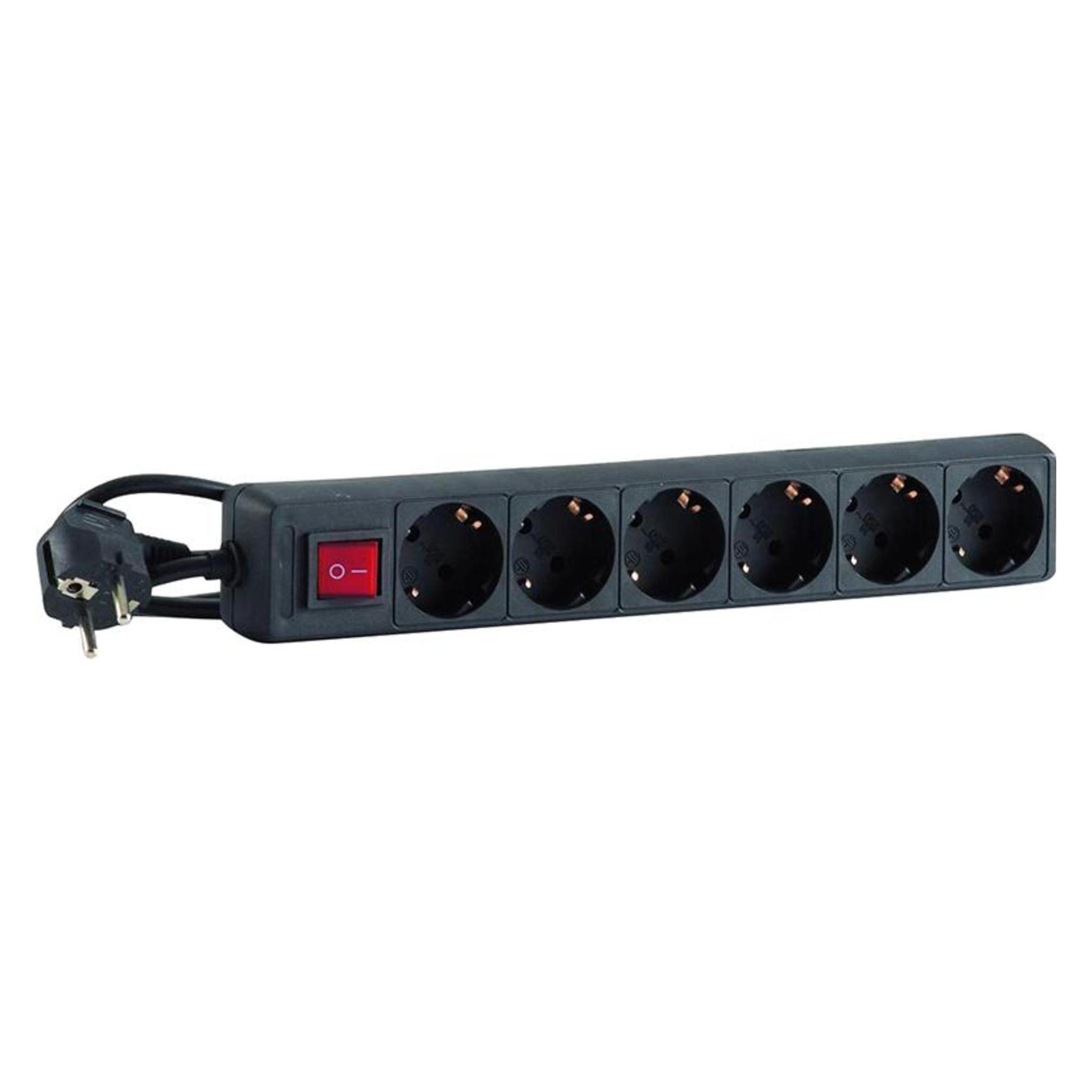 Hedi Steckdosenleiste. Farbe schwarz 6x Schuko 250 V (1.40 m) (SLS614S)