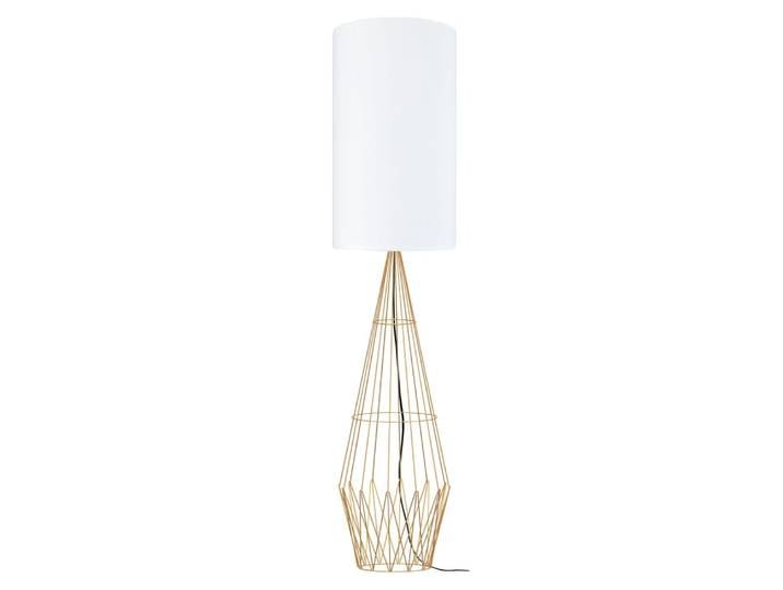 Lampadaire métal abat-jour tissu or