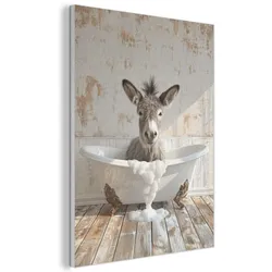 AKUSTIKBILD Esel - Tiere - Badewanne - Schaumstoff Wandbilder 60x80 cm
