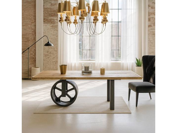 Table à manger industrielle rouleau compresseur