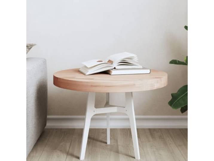 PTUGUOF Runde Tischplatte Massivholz Buche 50 cm Für Bartisch, Beistelltisch, Feuchtes Tuch Reinigung, Einzelstück
