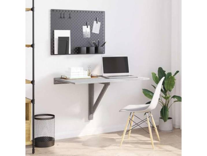 WXGTBKPR Wand-Klapptisch, Grau Sonoma 100x60x56 cm Holzwerkstoff Klappbar, Platzsparend, Dreieckige Halterung, Wandmontage
