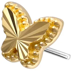 14 Karat Gold Aufsatz mit Titan Push Pin SCHMETTERLING
