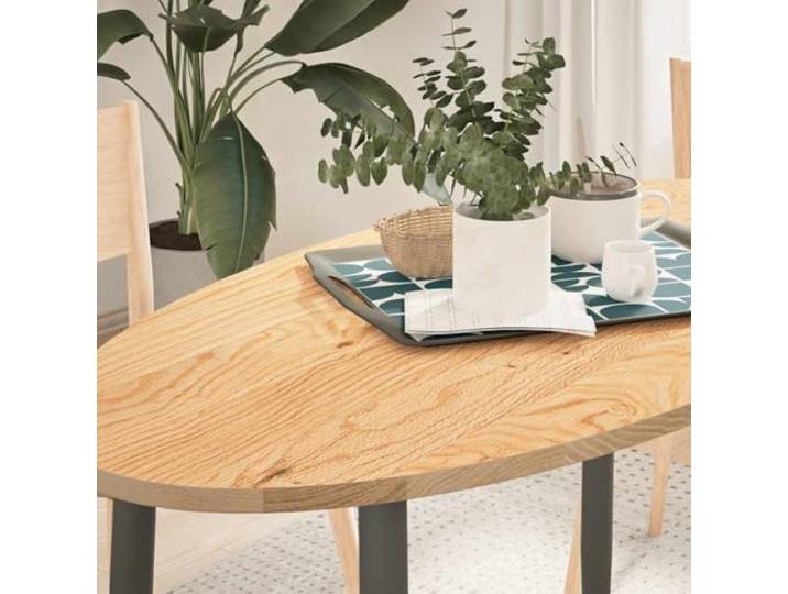 HEFZGDB Massivholz Eiche Tischplatte 120x60x2 cm Oval für Couchtisch Beistelltisch Stehtisch Robuste Tischplatte aus massiver Eiche mit natürlicher Maserung Vielseitige
