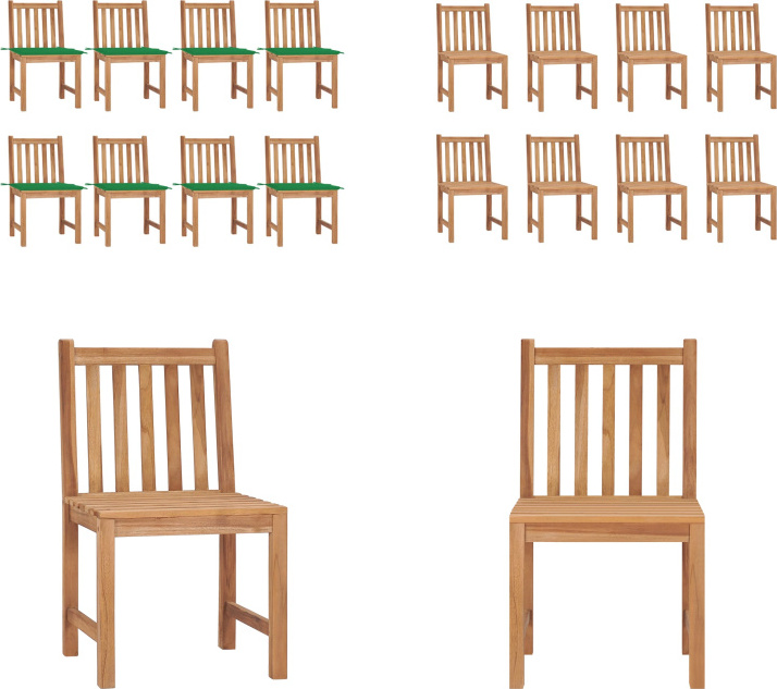 vidaXL Gartenstühle 8 Stk. mit Kissen Massivholz Teak - Gartenstuhl - Gartenstühle - Holz-Gartenstuhl - Holz-Gartenstühle