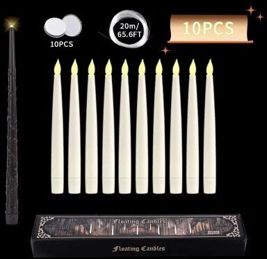 Inspired Finds LED Floating Candles With Remote Magic Wand Flameless Flickering Lights For Wedding & Holiday Decor (12 10 PCS Set) 10pcs