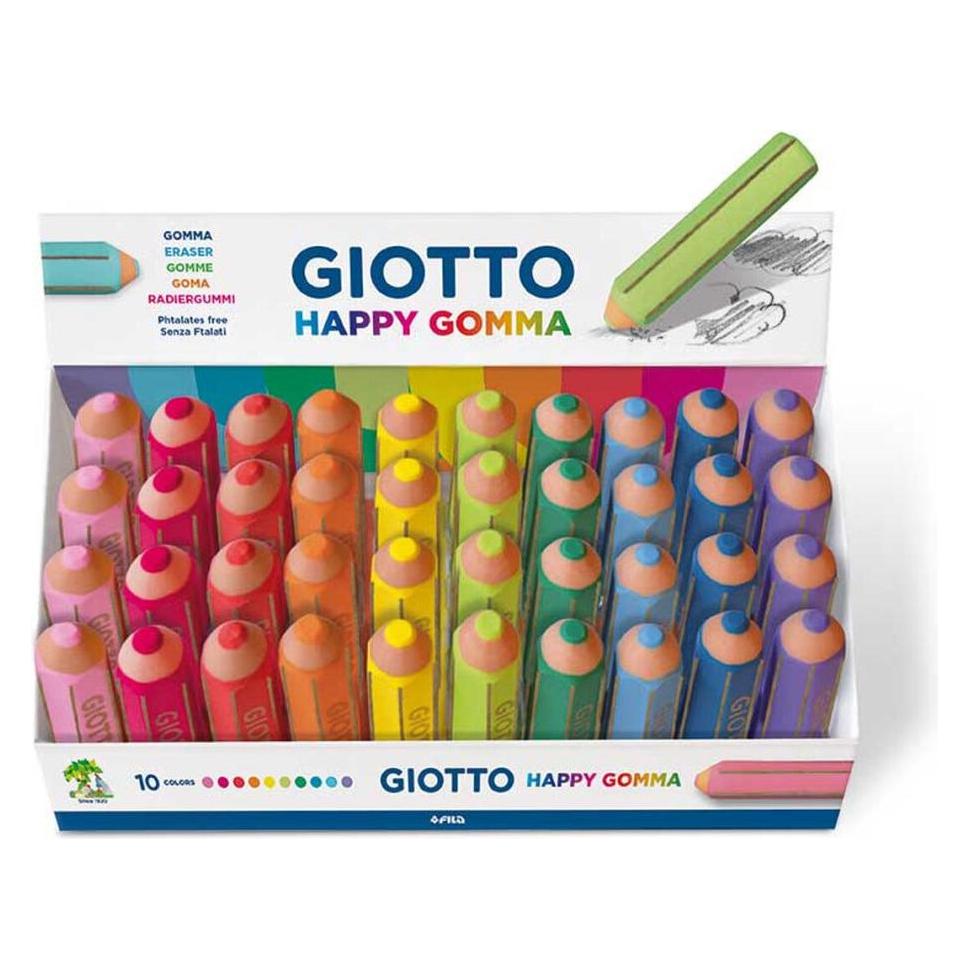 Giotto Happy Eraser Blau, Koralle, Fuchsia, Grün, Flieder, Limette, Orange, Pink, T (F233800)
