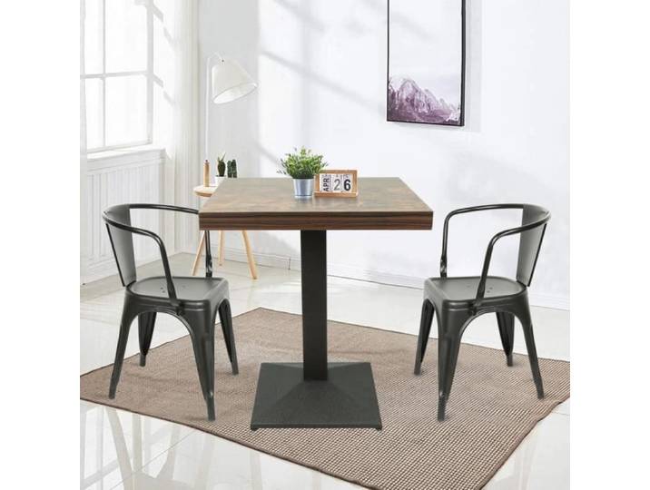 Table de bar - OHMG - Ensemble de 1 table carrée à un pied 60*60*75cm - Noir - Métal - Carré