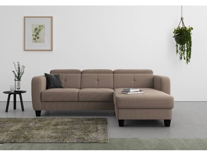 Ecksofa, Struktur weich, Taupe 247×170 cm, Recamiere Rechts, Polsterung Federkern, sit&more
